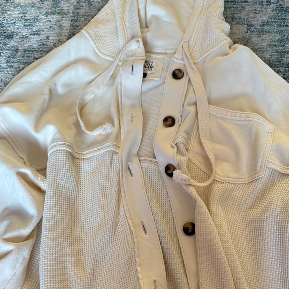 American Eagle Outfitters Cream Utility Jacket with Hood